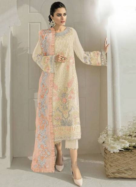 Yellow And Orange Colour Dinsaa New Designer Party Wear Georgette Salwar Suit Collection 121 D